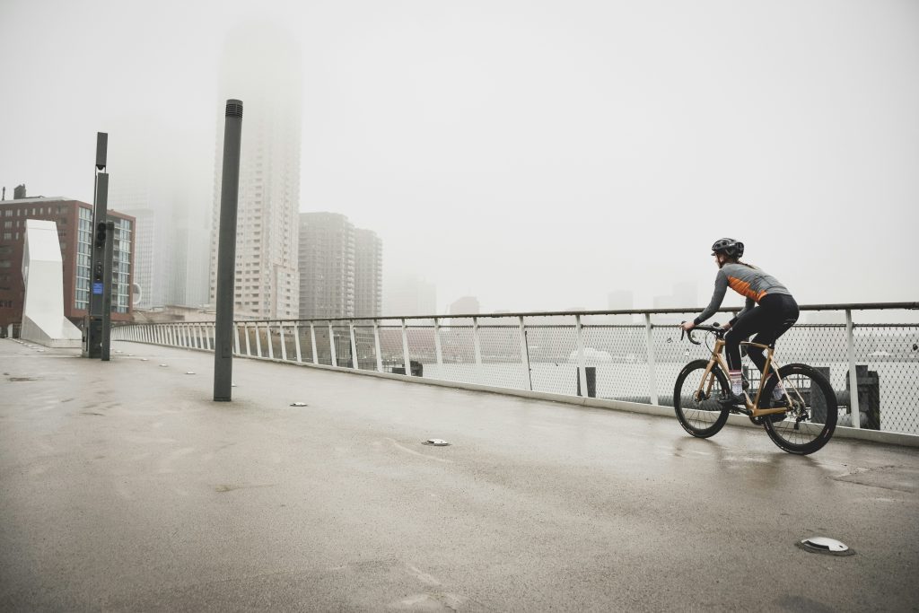 cyclist in rain gear